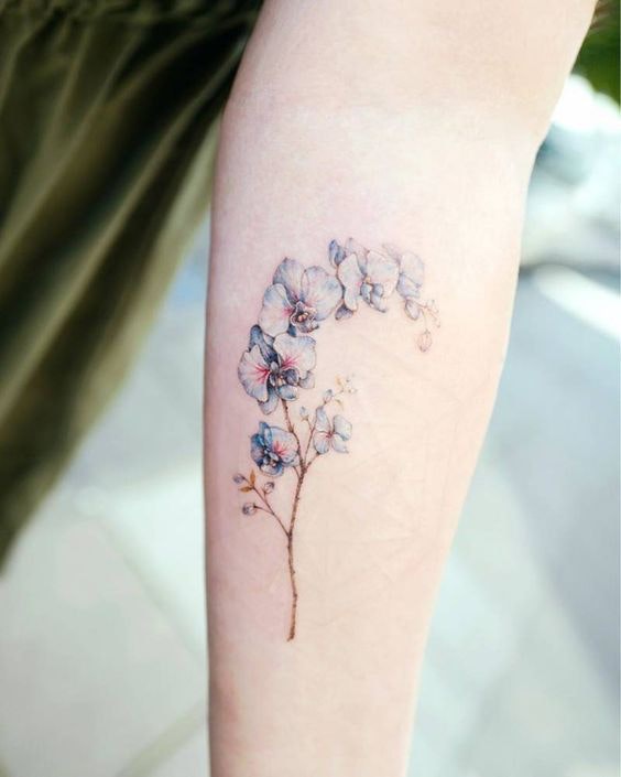 tatuaje cu orhidee cu culoare